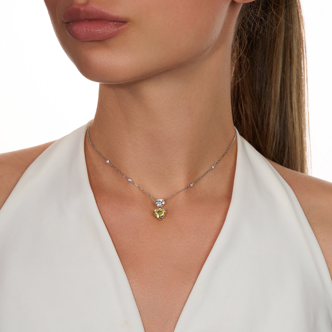 Rosé Lumière Two-Stone Fancy Lab Diamond Necklace Heart