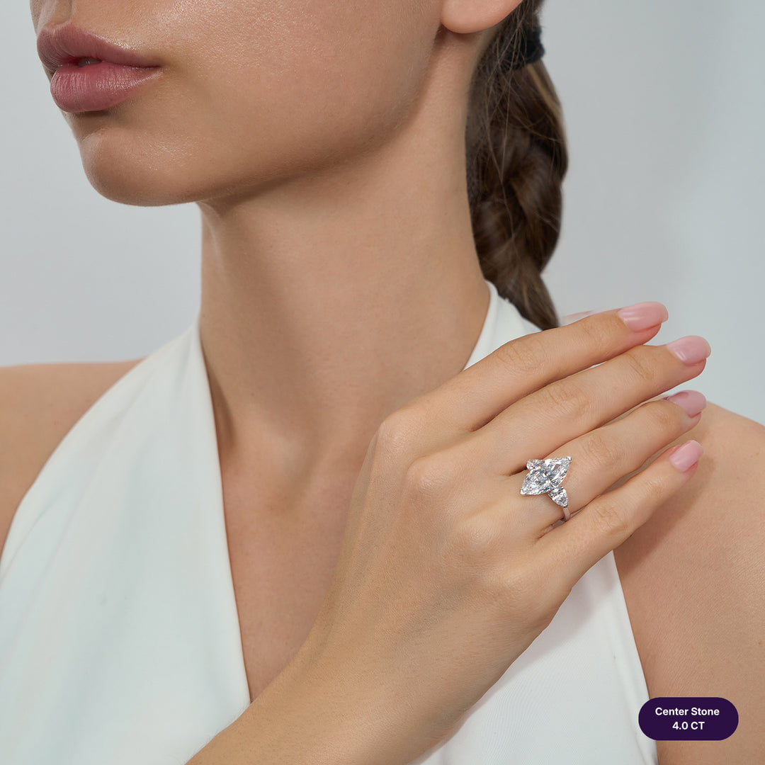 Three-Stones Lab Diamond Ring Marquise