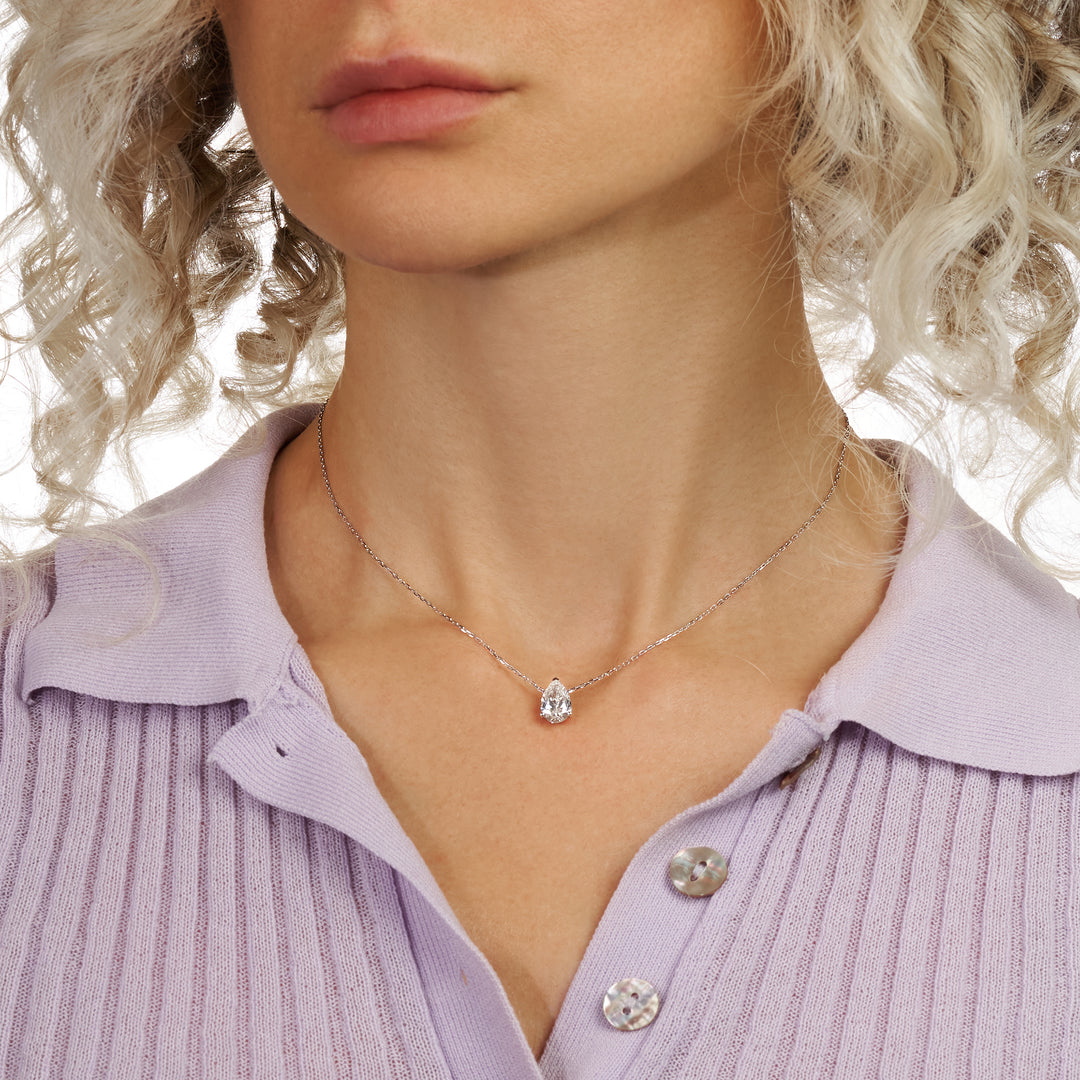 Solitaire Lab Diamond Necklace Pear