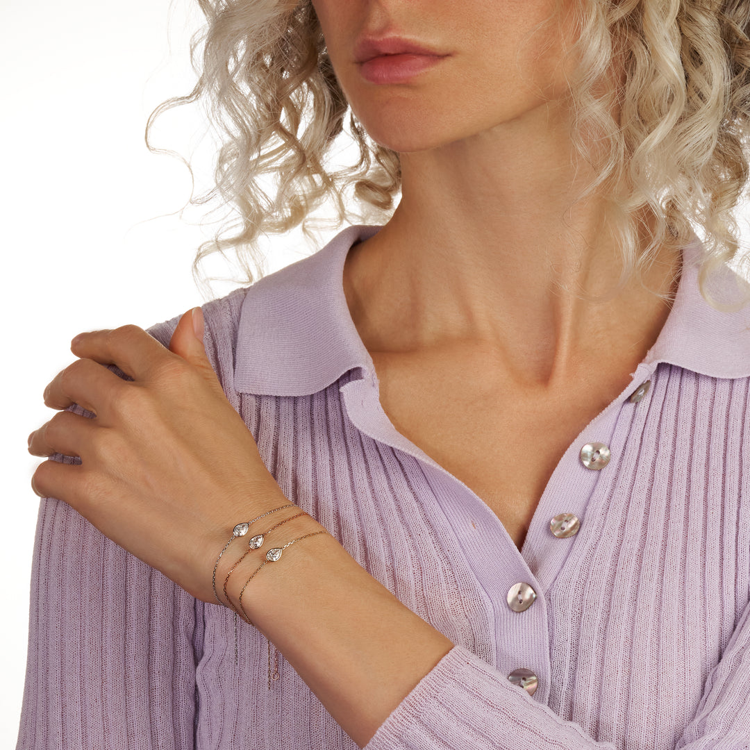 Solitaire Lab Diamond Bracelet Bezel Setting Pear