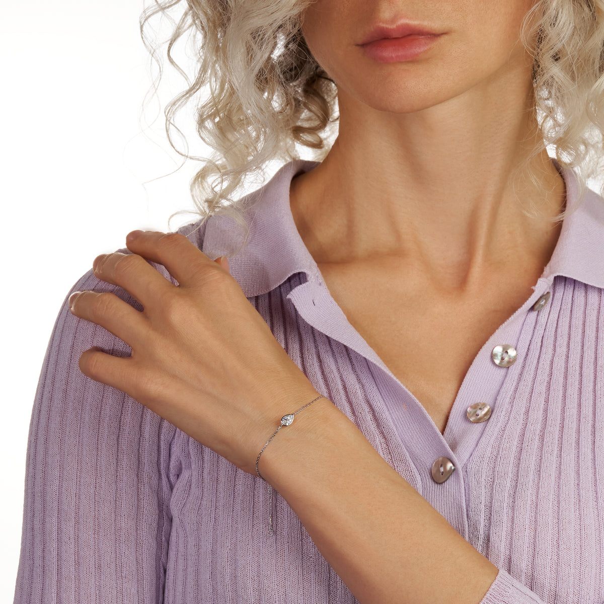 Solitaire lab diamond bracelet bezel setting pear