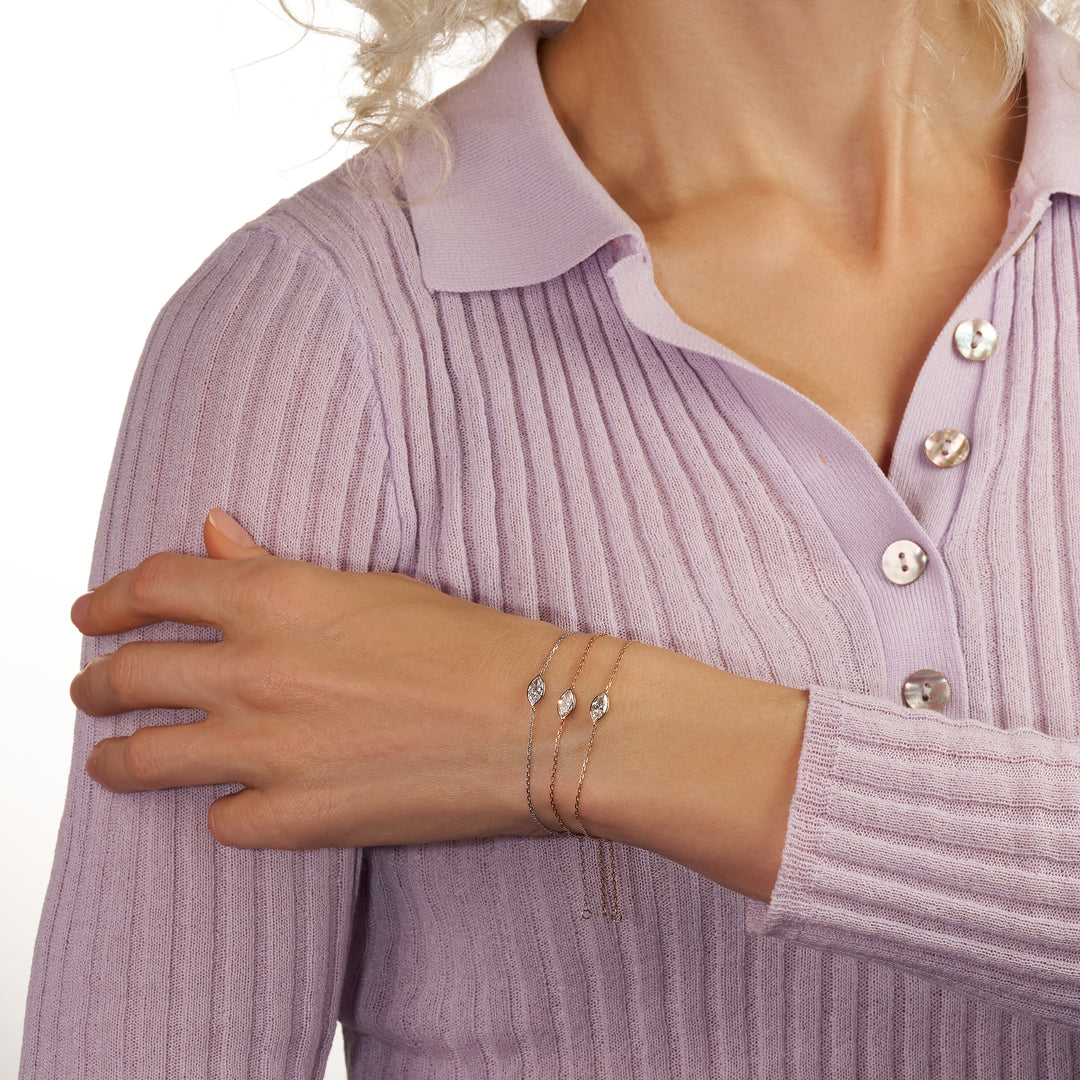 Solitaire Lab Diamond Bracelet Bezel Setting Marquise