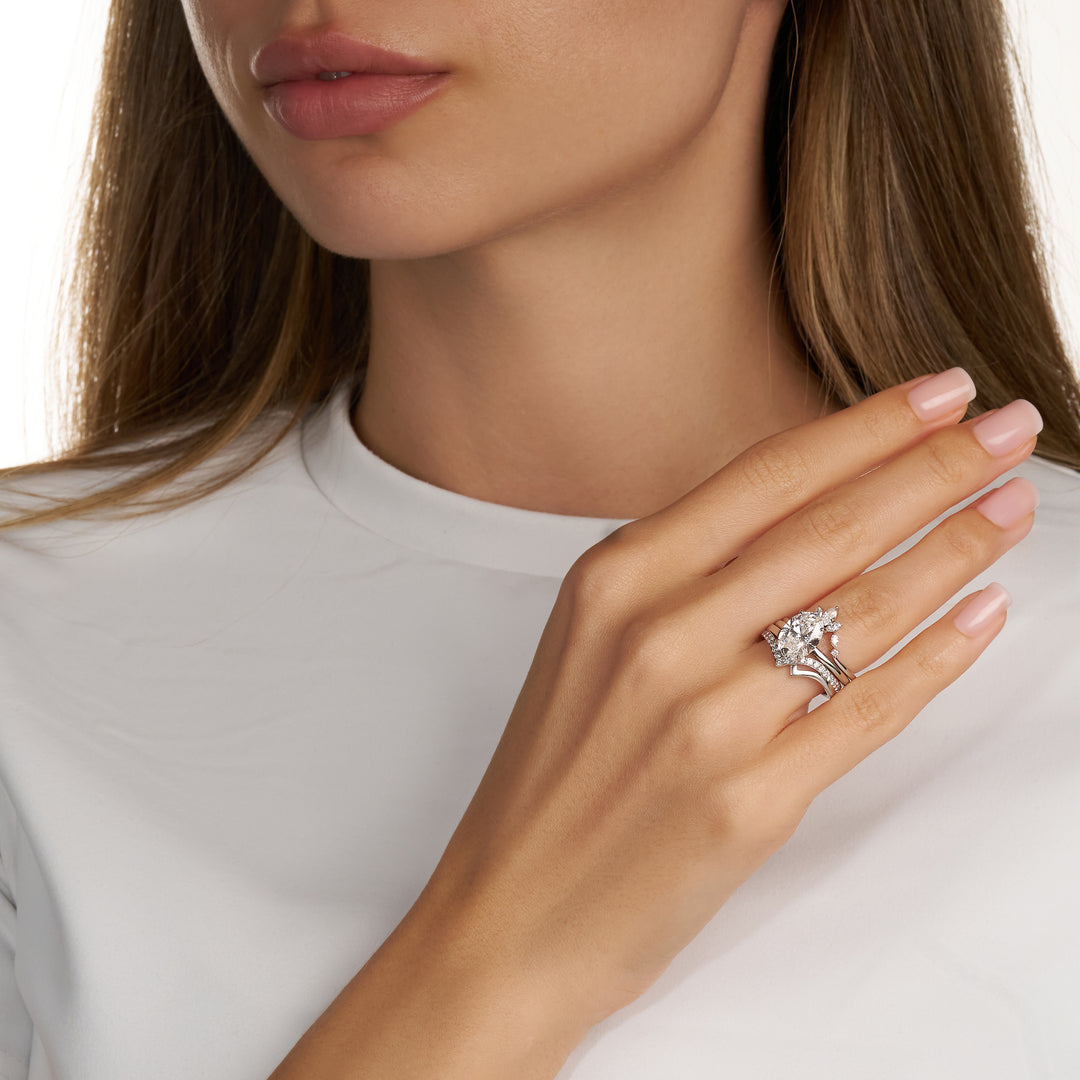 Three-Piece Lab Diamond Ring Oval with Round and Marquise