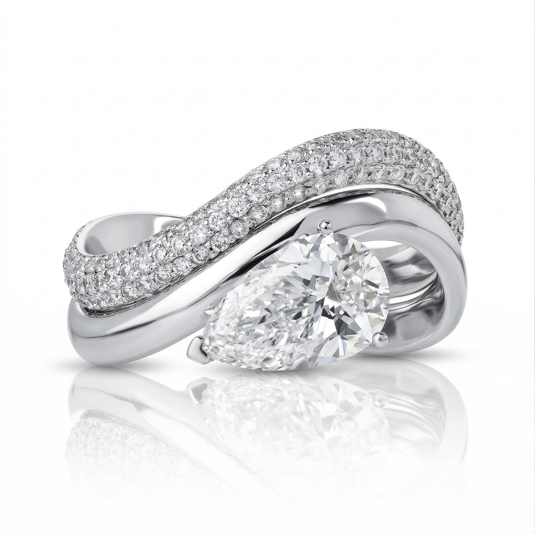 L’Harmonie — Double Lab Diamond Ring Pear with Pave
