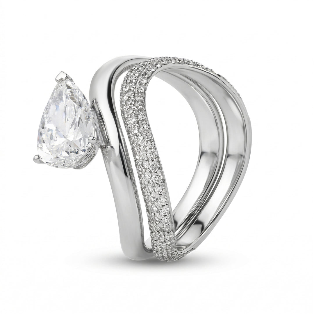 L’Harmonie — Double Lab Diamond Ring Pear with Pave