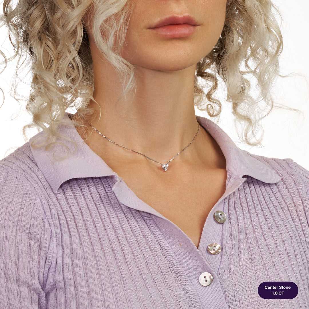 Solitaire Lab Diamond Necklace Heart