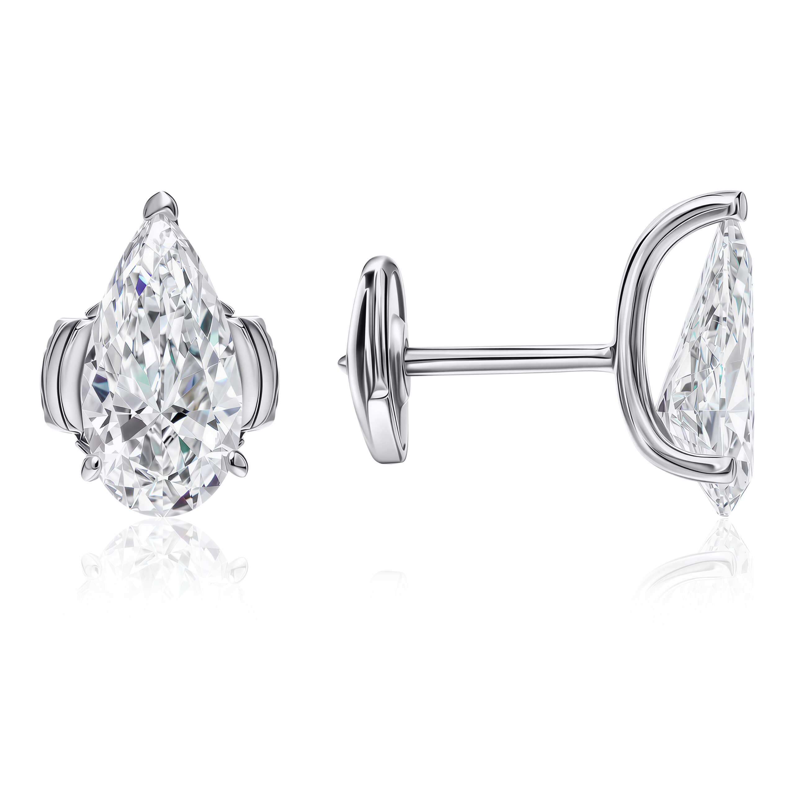 Stud Solitaire Lab Diamond Earrings Long Pear